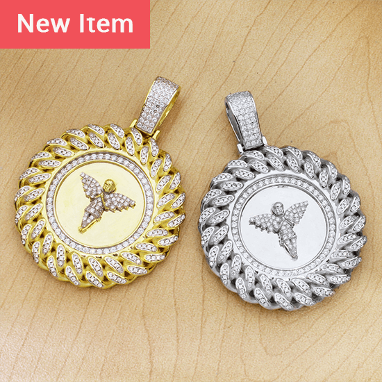 Round Miami Cuban Angel Pendant
