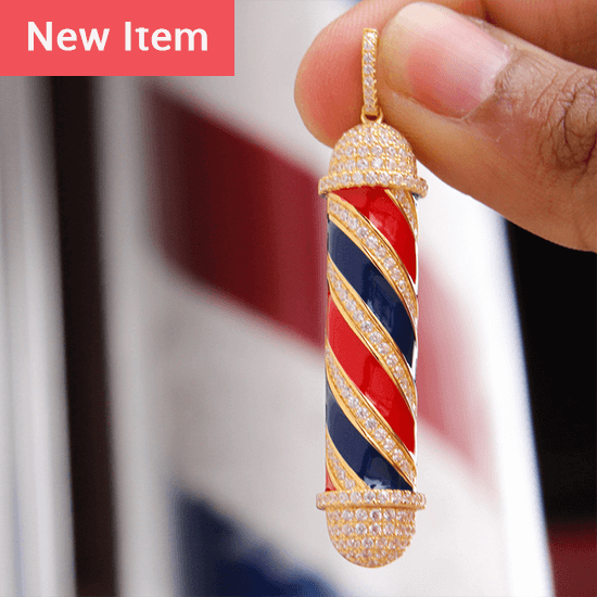 BLUE & RED BARBER POLE PENDANT